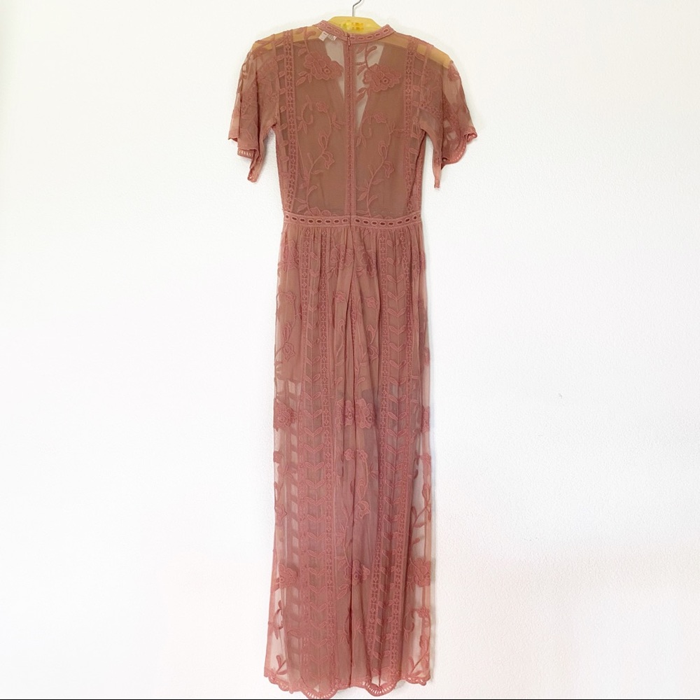 SOCIALITE Dusty Pink Lace Romper Maxi Dress XS - Picture 2 of 7